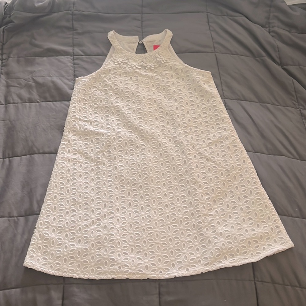 Lilly Pulitzer Girls Little Kinley Dress Resort White Eyelet Size 8 (worn once)